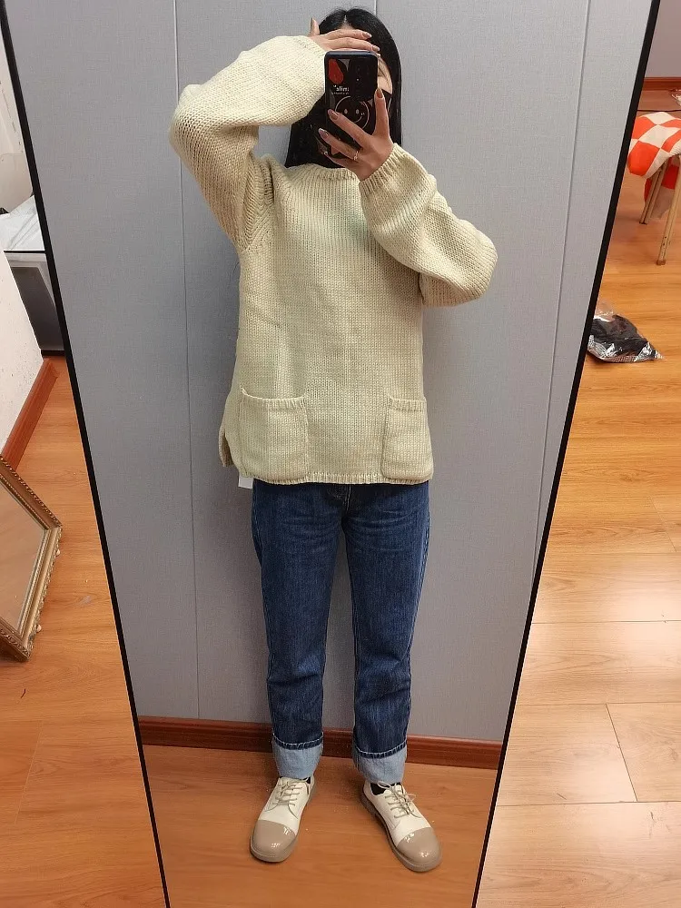 

Women's Knitted Wool Sweater Long Sve Overhead Spring Commute Pure Color Inner Wear Casual Comfortable Knitwear
