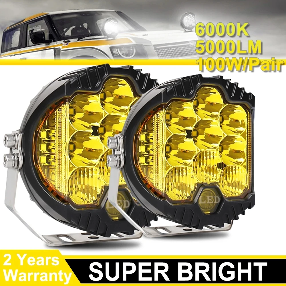 7 5 3 inch LED Additional Driving Fog Light Combo auxiliary Spot Flood Work Light Moto 12V 24V Truck Jeep Offroad 4x4 ATV UTV