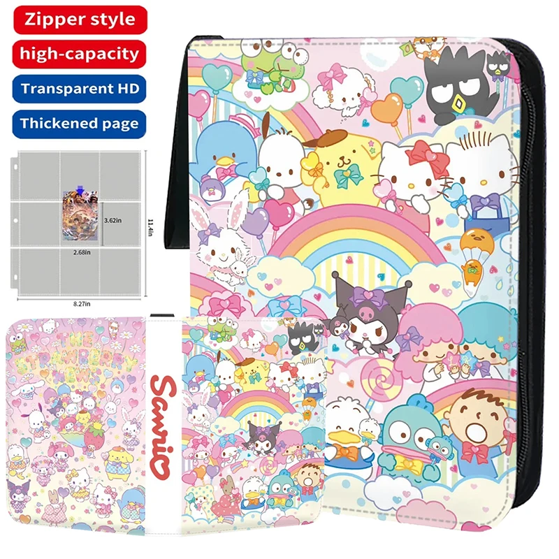 

Sanrio Cards Binder 4/9 Pocket Trading Card Holder Collector Anime Card Album with 50 inner Pages Zipper Holder Up to 900 Cards