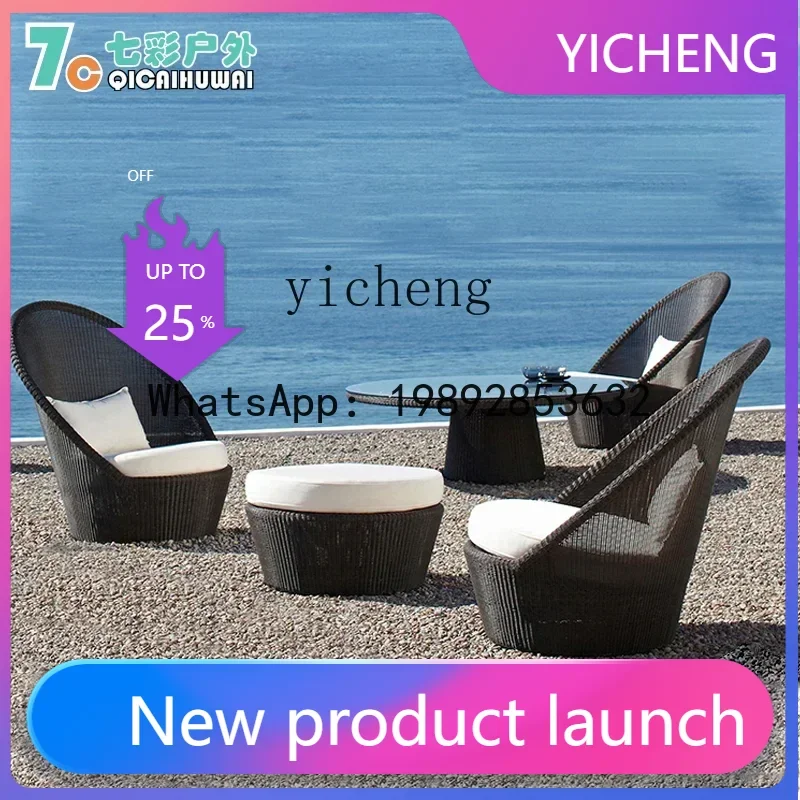 Outdoor Swimming Pool High Backrest Rattan Table and Chair Sofa Outdoor Outdoor Courtyard Leisure