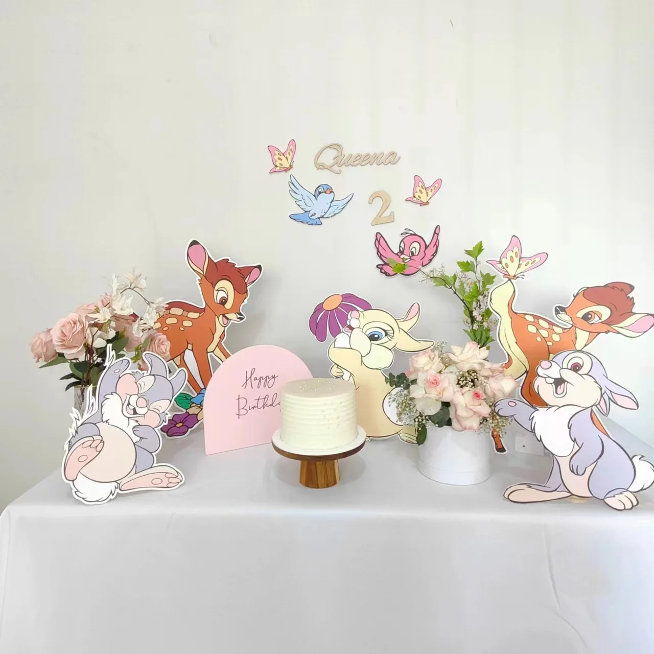 1Set Sika Deer Baby Birthday Party Photo Prop Baby Shower Table Stand Cartoon Foam Board Bunny 100 Days Party Anniversary Suppli