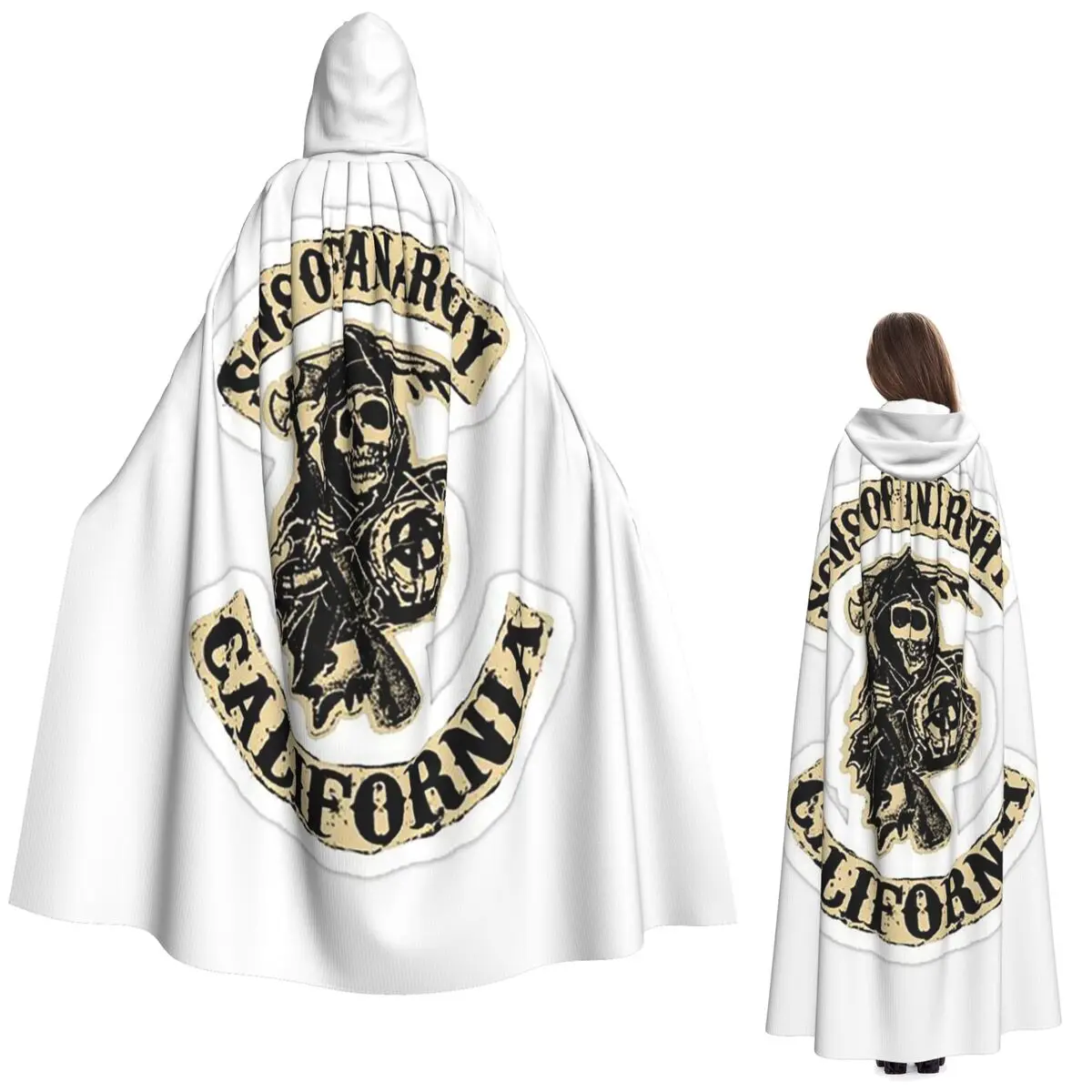 

Sons Of Anarchy Samcro Whiskey Long Hooded Cloak Witch Medieval Costume Cosplay Cape HalloweenCoat Adult Unisex