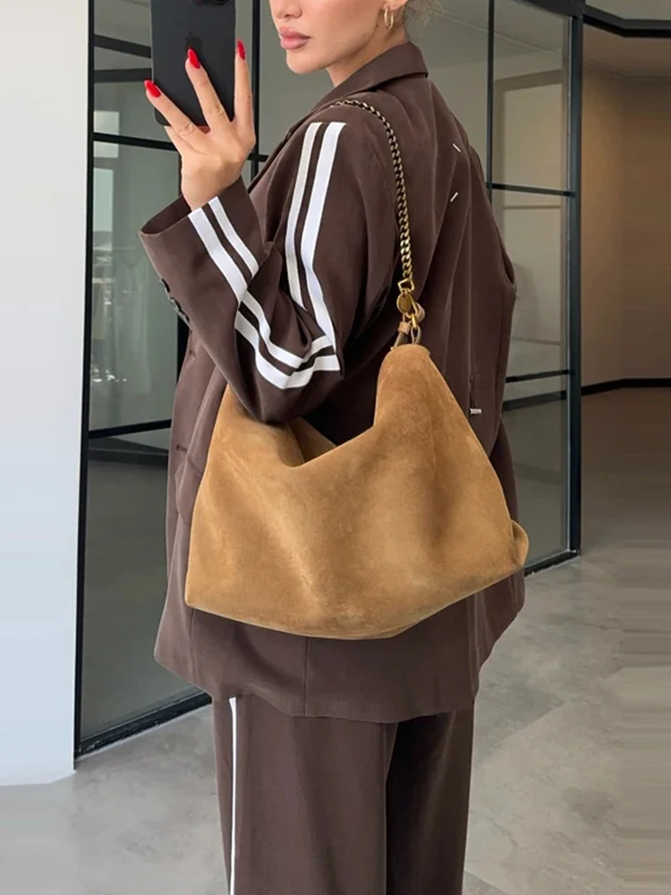 Classic vertical stripe splicing 2-piece set lapel long sleeved jacket+elastic waist wide leg pants set casual style set