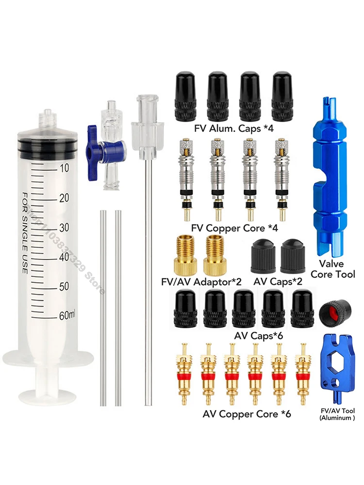 AliExpress NONE MTB Road Bike Tubeless Tire Liquid Injection Tool 60ml Tyre Sealant Syringe Bicycle Accessories Valve Core Removal Tool Optiona