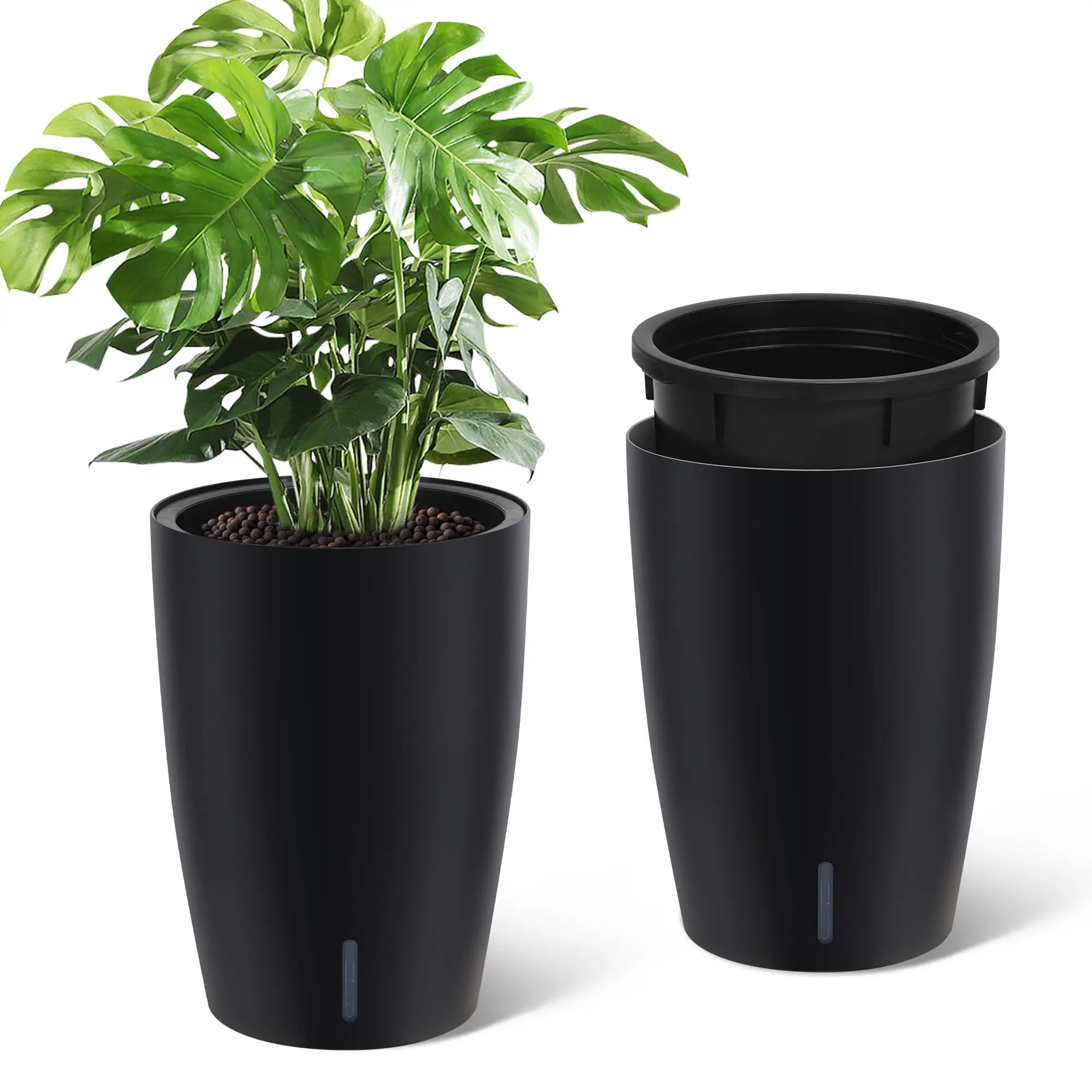 

16" Tall Planters Set of 2, Self Watering Pots for Plants, Flower Pots With Built-In Drainage and Visual Water Level Design