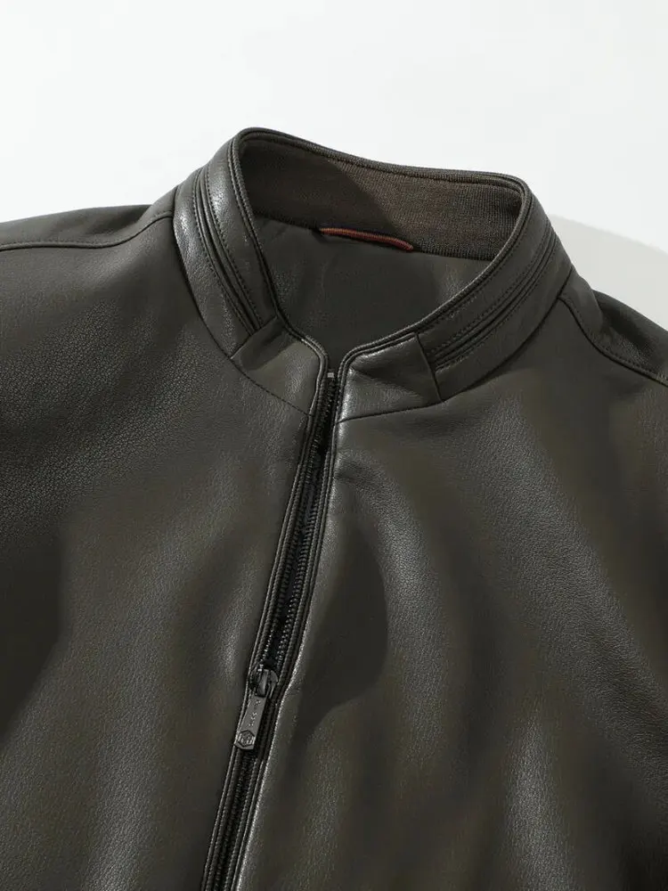 メンズPUレザージャケット、スタンドカラー、暖かいカジュアル、長袖、ジッパー開閉、スタンドフィット、ユースファッション、秋用コート