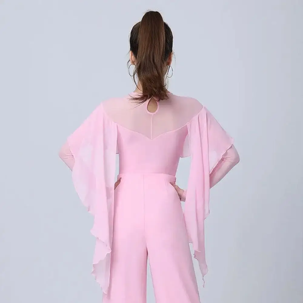 Falbala Latin Dance Tops Practice Evening Dresses Performance Ballroom Dresses Performance Wear Dance Accessories Waltz Blouse