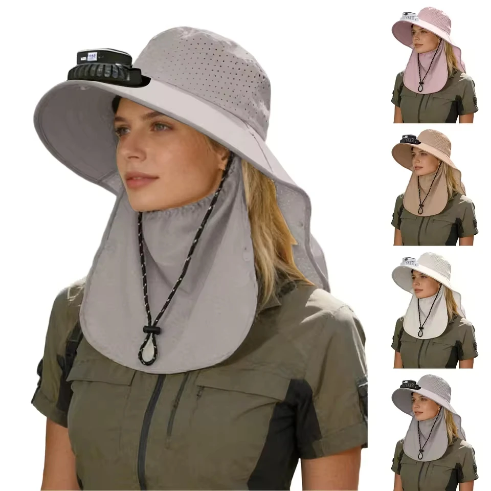 

Solar Sonnenhut Mit Integriertem Ventilator Upf 50+ Breiter Krempe Outdoor Visor Hats Gartenarbeit Teenage Summer Hat