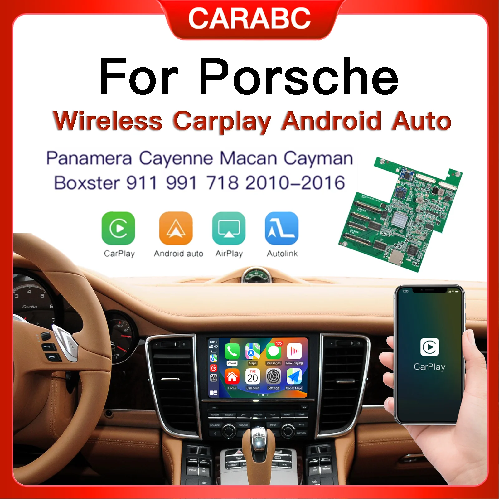 NEU 2026 Kabelloses Carplay Android Auto für Porsche Panamera Cayenne Cayman Macan Boxster 911 991 718 Carplay Zubehör