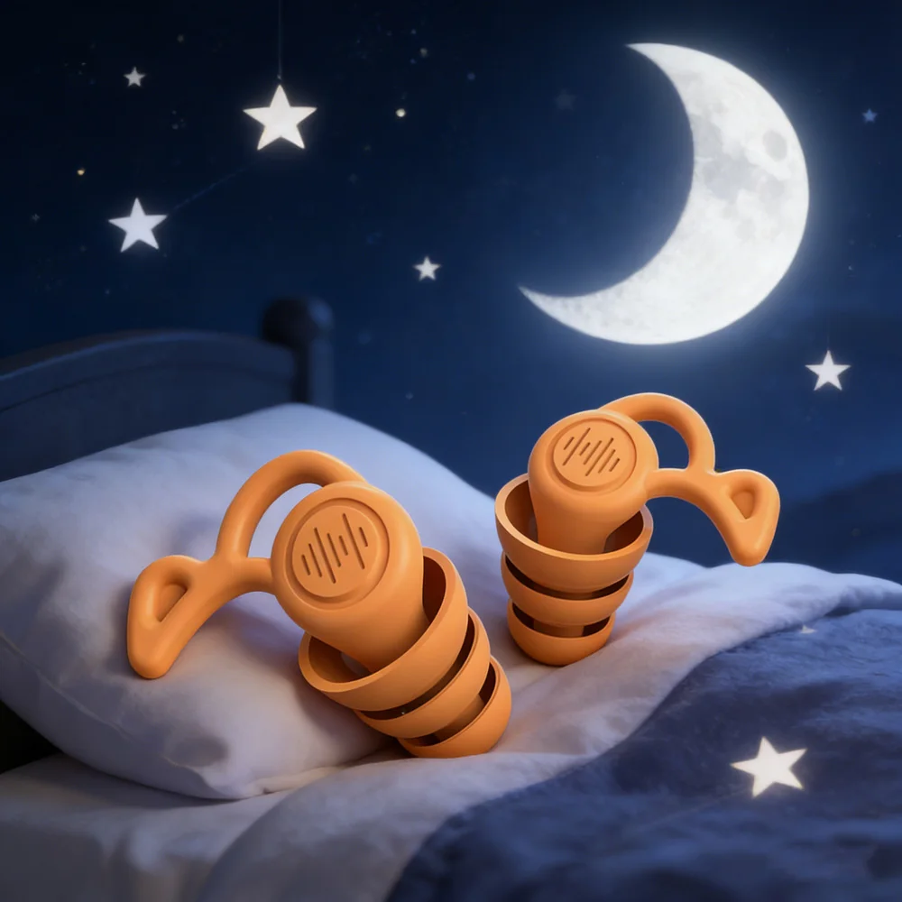Noise Canceling Silicone Earplugs for Sleep Silicone Earplugs for Sleeping and Noise Reduction,  Reusable Triple Layer Design