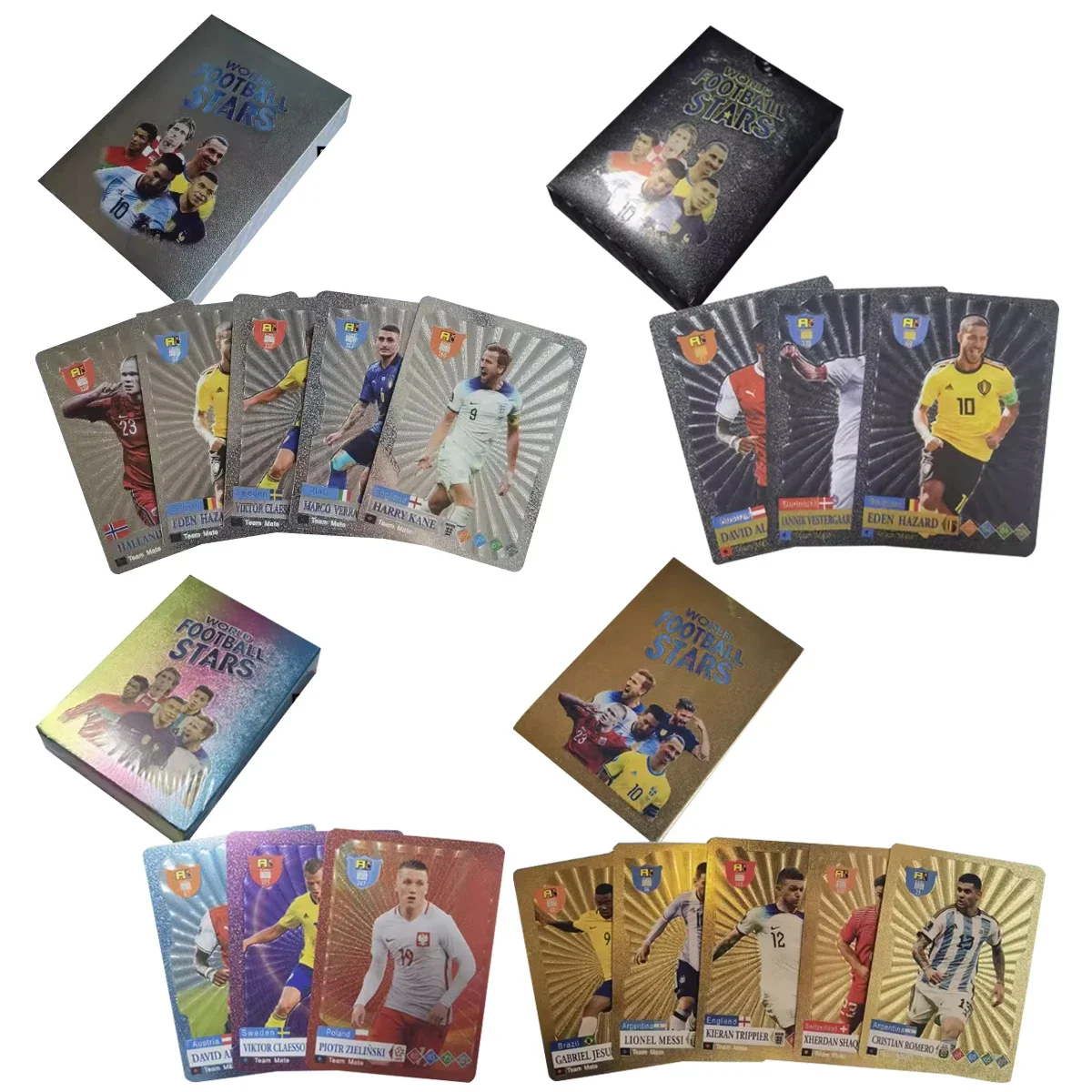 New 55Pcs Fifa Cards Soccer Star Cards NBA Cards World Cup Euroleague Peripheral Basketball Star Cards Rugby Star Card Gold Foil