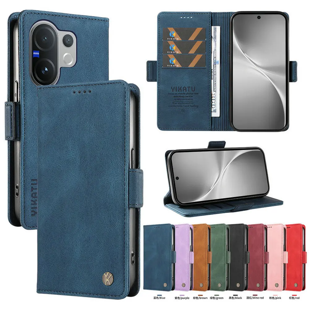 حافظة جلدية لهاتف Vivo V60 V50 V40 V30 V29 Lite 5G Eتوي لهاتف Vivo V40 SE V60 V50E V30E V29E V30 V27 Pro محفظة Funda