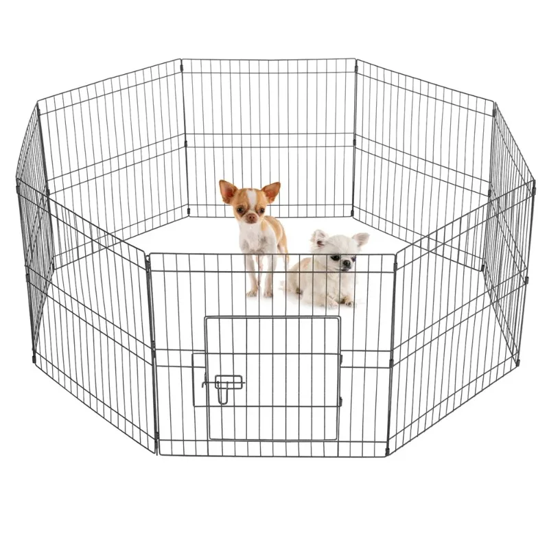 8 Panel Pet Playpen for Dogs, Metal, Black