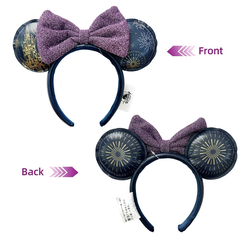 Новая повязка на голову с бантом и Микки Маусом Диснея, головной убор с замком для девочек и женщин, аксессуары для волос для косплея с ушками фокуса-покусом