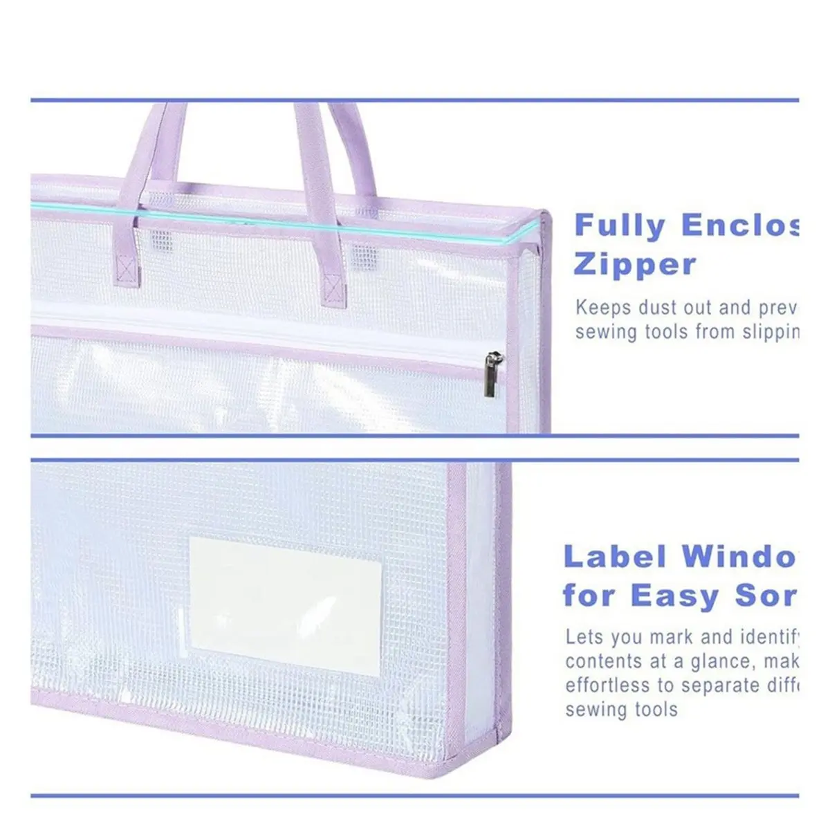 A3 Project Bag Large File Bag for Quilting Craft Storage Bag Transparent Grid Mesh Zipper Drawing Sketch Storage Bags