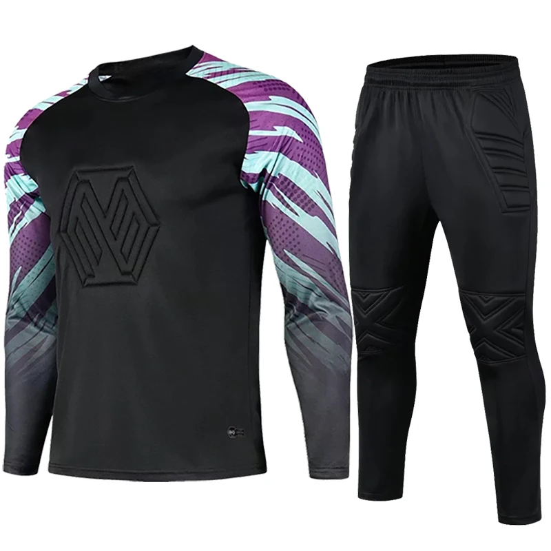 Football Long Sleeves jerseys Goal Keeper Uniforms Sport Training  football uniform Men kids Soccer Suit Protection Kit Clothes