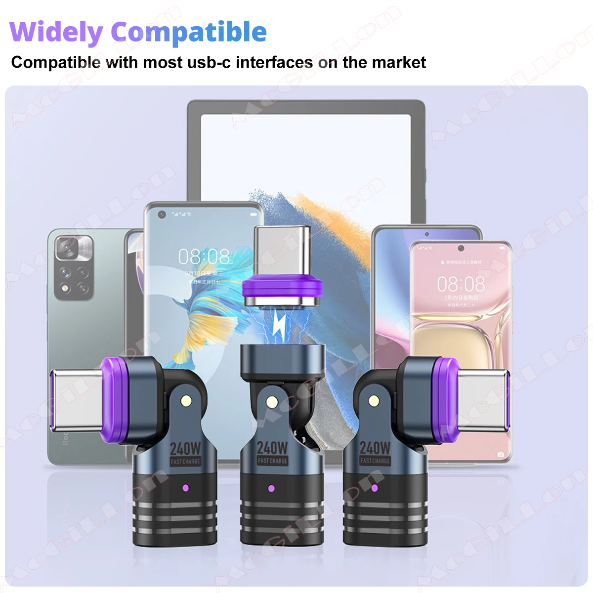 PD 240W 磁気USB Cアダプター 16ピン USB-C - Type C 急速充電ケーブル USB Cメス変換アダプター Samsung iPhone Xiaomi Macbook対応