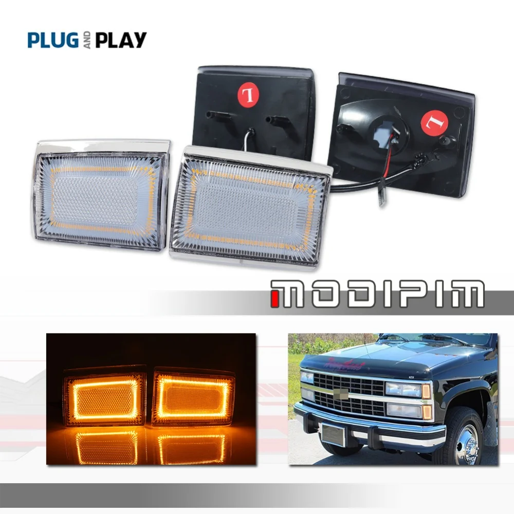 4PCS LED Front Bumper Side Marker Turn Signal Lights Kit For Chevrolet C1500 C2500 C3500 K1500 K2500 K3500 Suburban Blazer Tahoe