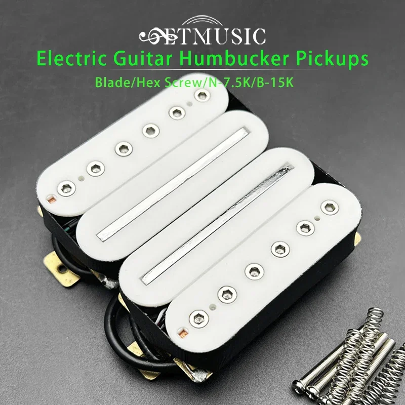 Electric Guitar Humbucker Blade and Hex Screw Adjusting Dual Coil Guitar Pickup with 4 Conduct Cable/Coil Splitting White