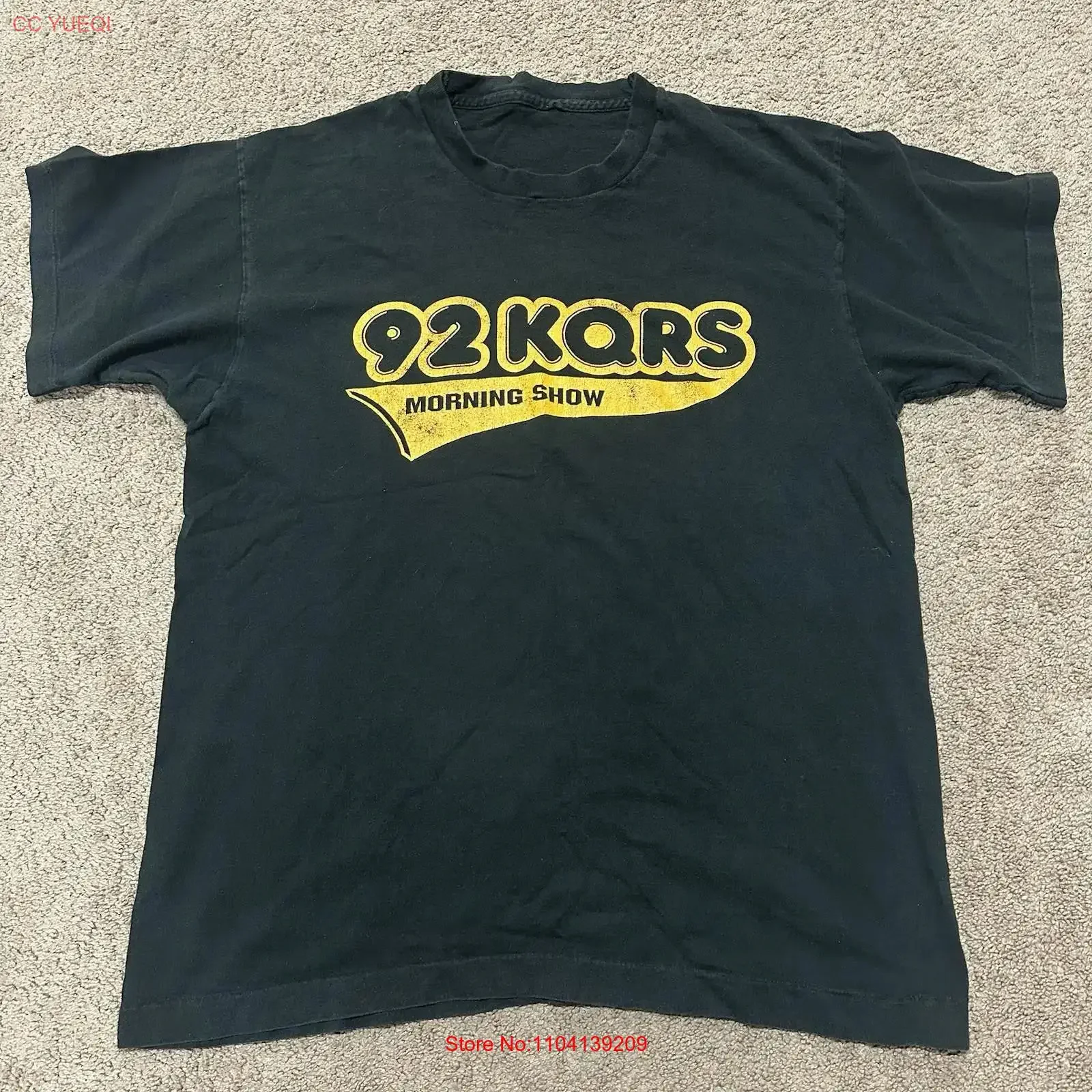 Vintage Black T Shirt KQRS Home of Rock N Roll Large Radio Dickhead vintage Washed Versatile Stretched Breathable Slightly