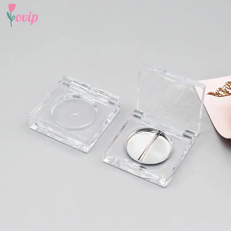 Mini Square Eyeshadow Powder Case with Clear Cap&Aluminum Plate Plastic DIY Blush Container Makeup Tools