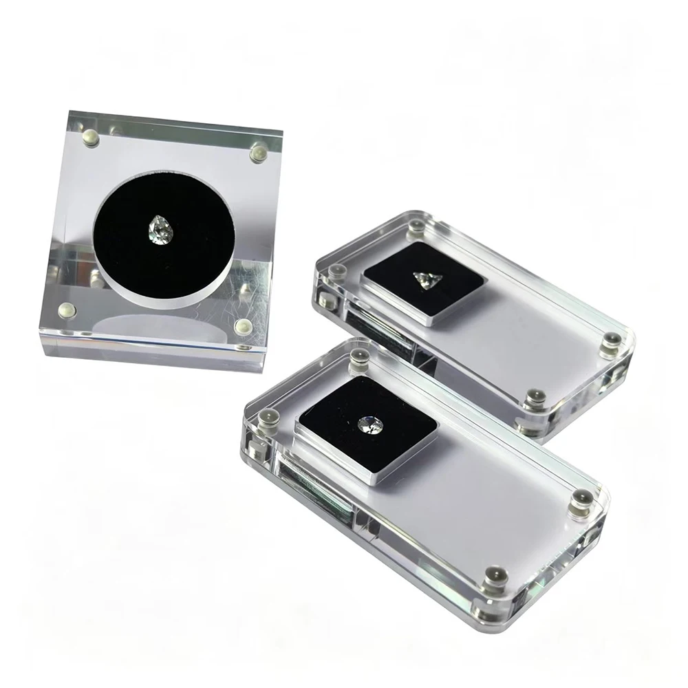 Acrylic Diamonds Storage Box Transperant Gem Stone Packaging Box Black ...