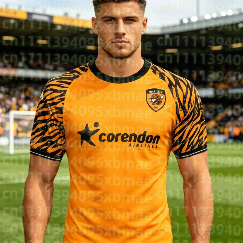 2026 Hull City Orange Tiger Stripe Jersey Corendon Airlines Sponsor EFL Championship Football Shirt for Men Family Kids Tees
