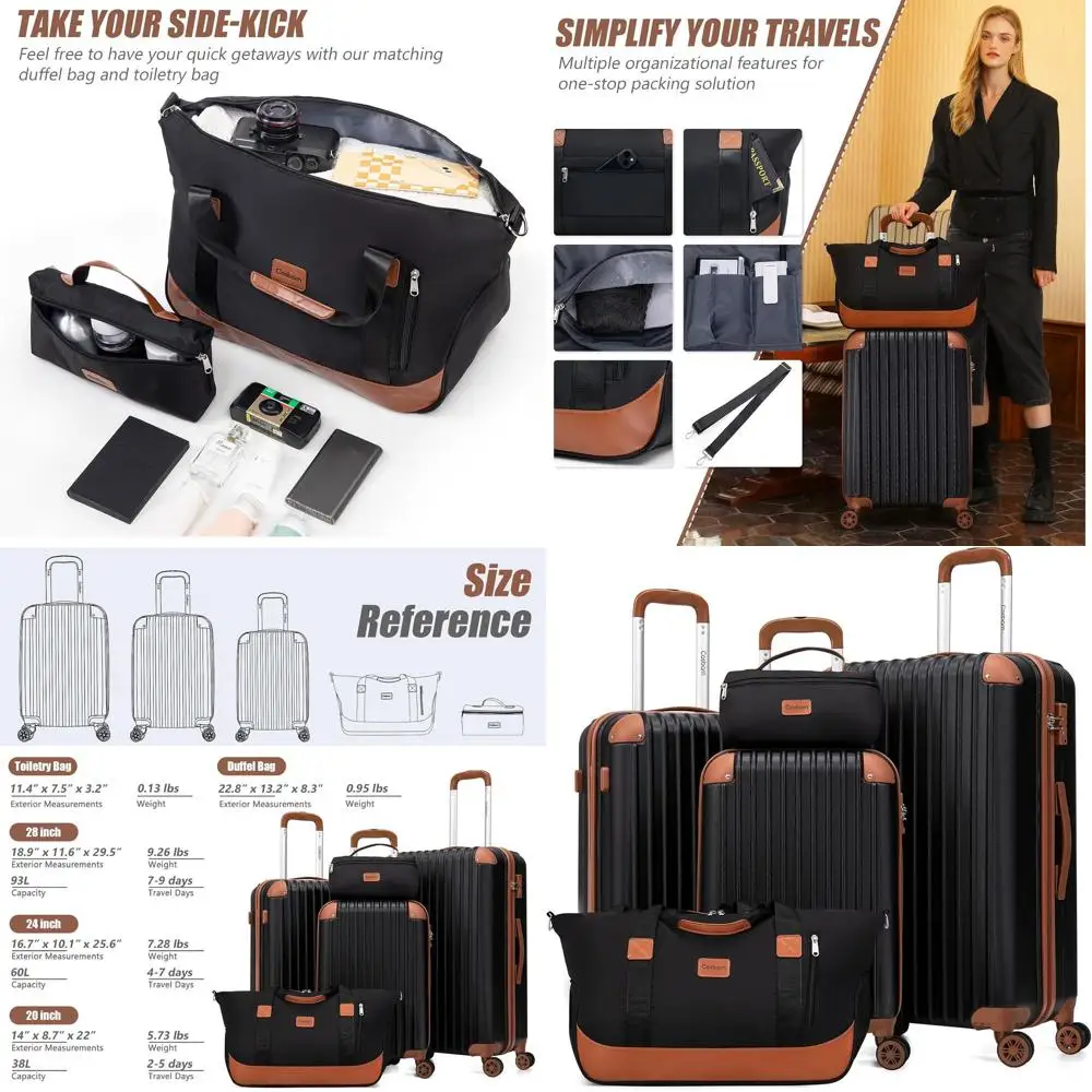 

Набор из 5 предметов: чемоданы с жестким корпусом, колесами-спиннерами и замком TSA для надежных путешествий