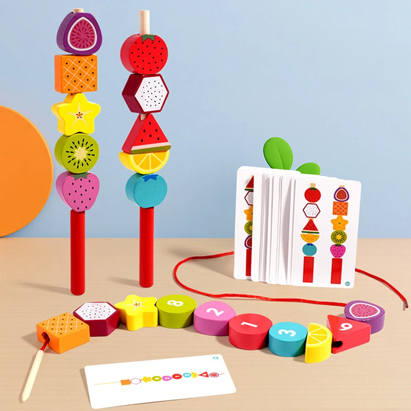 Montessori Houten Speelgoed Kleur Vorm Matching Puzzelspel Kleurrijke Kralen Kleur Cognitie Vroeg Educatief Speelgoed Cadeau Voor Kinderen