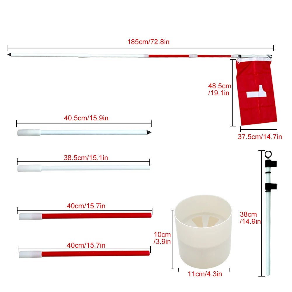 Set di tazze da palo per bandiere da Golf, bandiere da palo da Golf portatili a 5 sezioni per allenamento in giardino