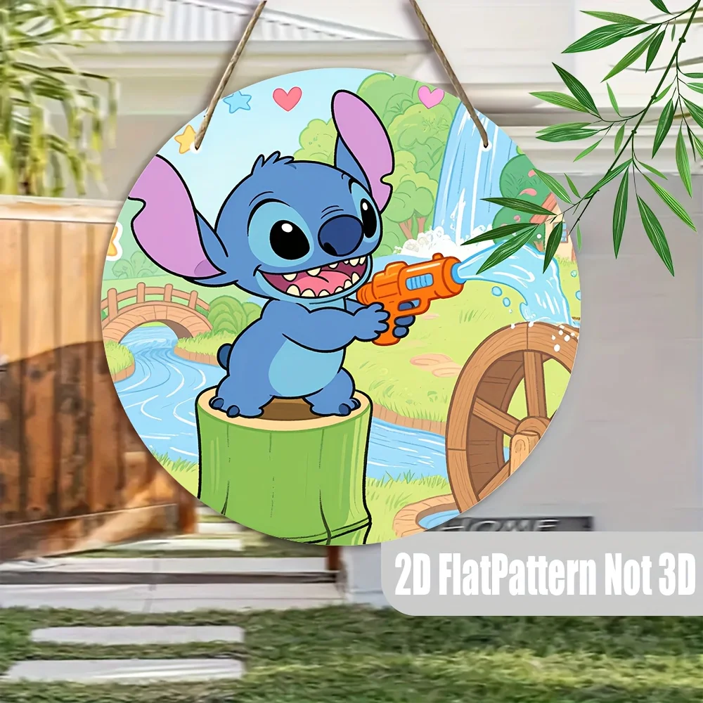 مسطح ثنائي الأبعاد، قطعة واحدة، لافتة خشبية مستديرة على شكل غرزة، فن جداري ثنائي الأبعاد للمنزل والمكتب وغرفة المعيشة - ديكور متعدد الوظائف (لا حاجة إلى طاقة