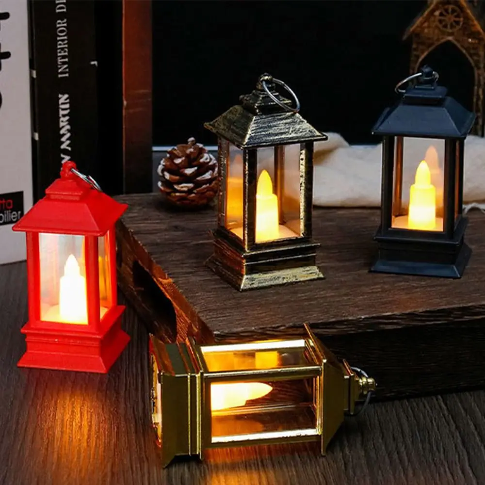 Retro LED Electronic Candle Light Creative Flameless Outdoor Hanging Small Lanterns with Hook European Style
