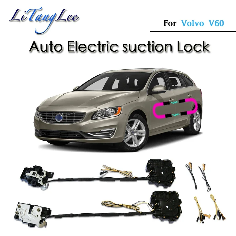 For Volvo V60 2015~2024 ​​Car Soft Close Door Latch Pass Lock Actuator Auto Electric Absorption Suction Silence Closer