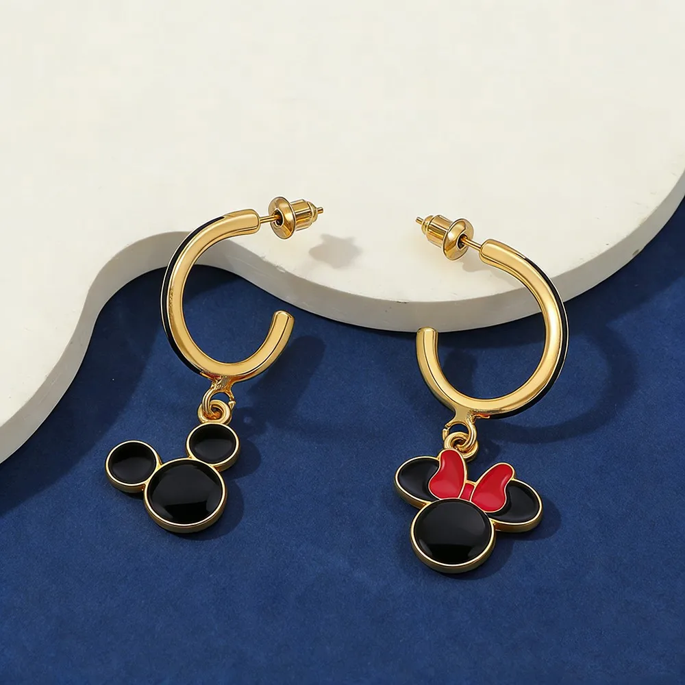 Pendientes colgantes esmaltados de Mickey Minnie, joyería bonita y delicada de dibujos animados, regalo perfecto para niñas, accesorios para fiestas de cumpleaños y festivales