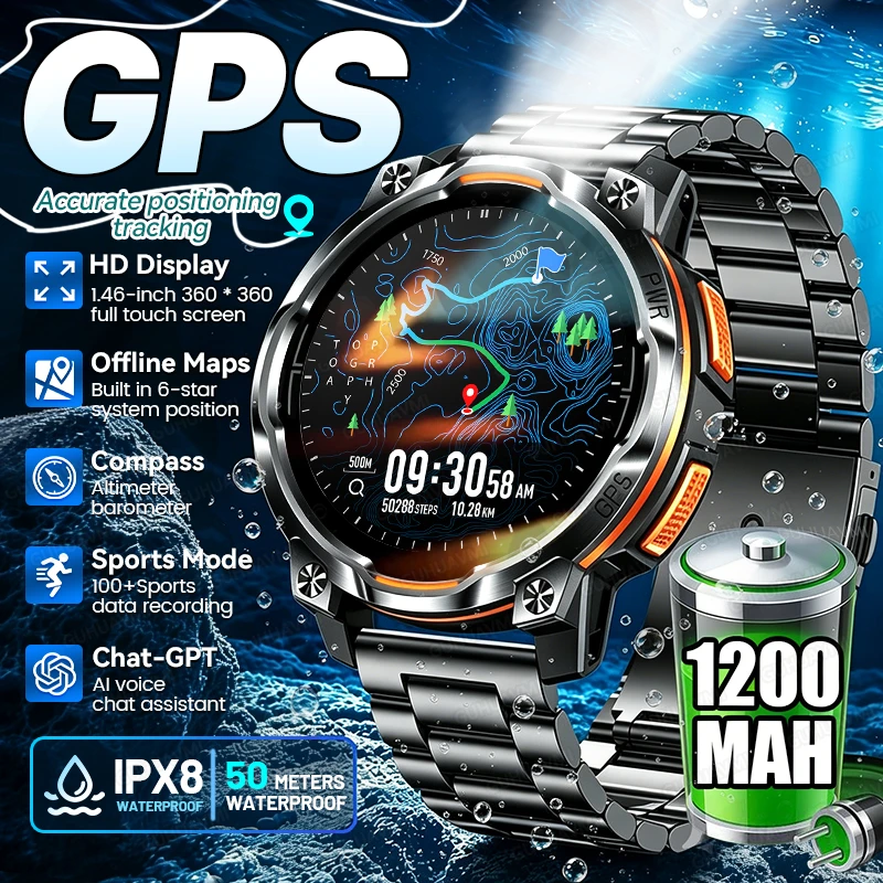 Altimeter Compass Watch - New GPS Men Original Smart Watch