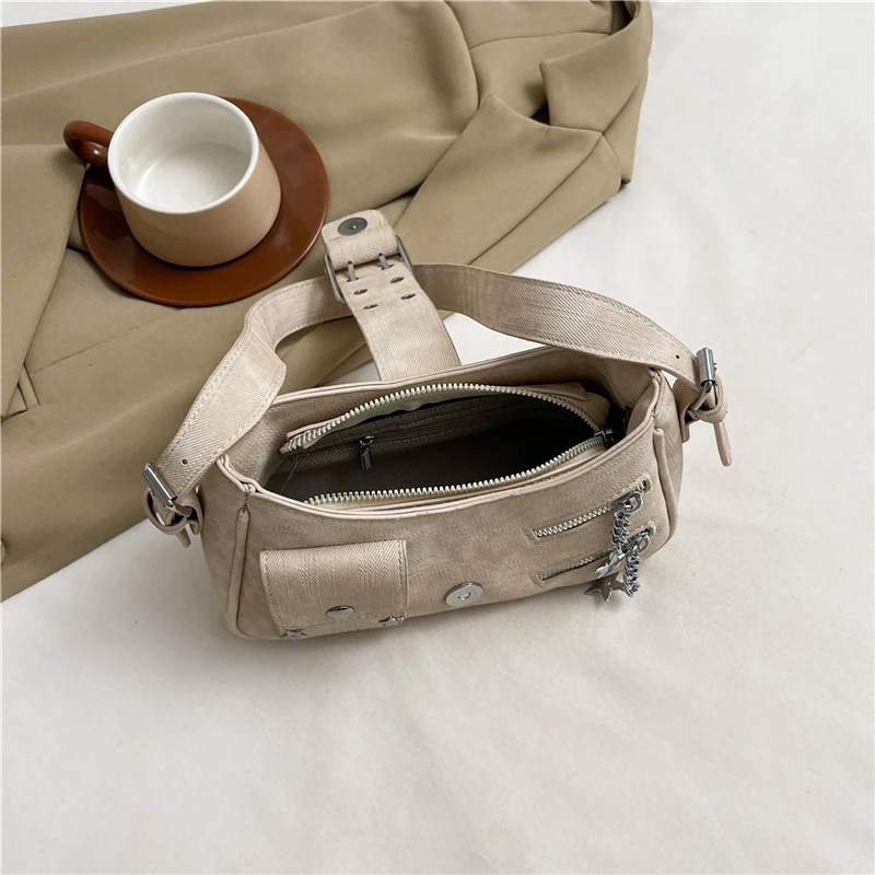 LEFTSIDE Belt Design Pu Leather Crossbody Bags for Women 2024 Y2K Trend Fashion Shoulder Bag Lady Small Handbags and Purses