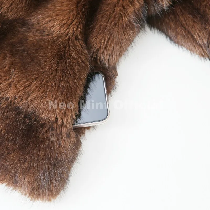 Neo Mint Vintage Brown Patchwork Fur Coat Women Winter 2025 Luxury Brand Fashion Faux Fox Fur Jacket Chic Street Girl Overcoats