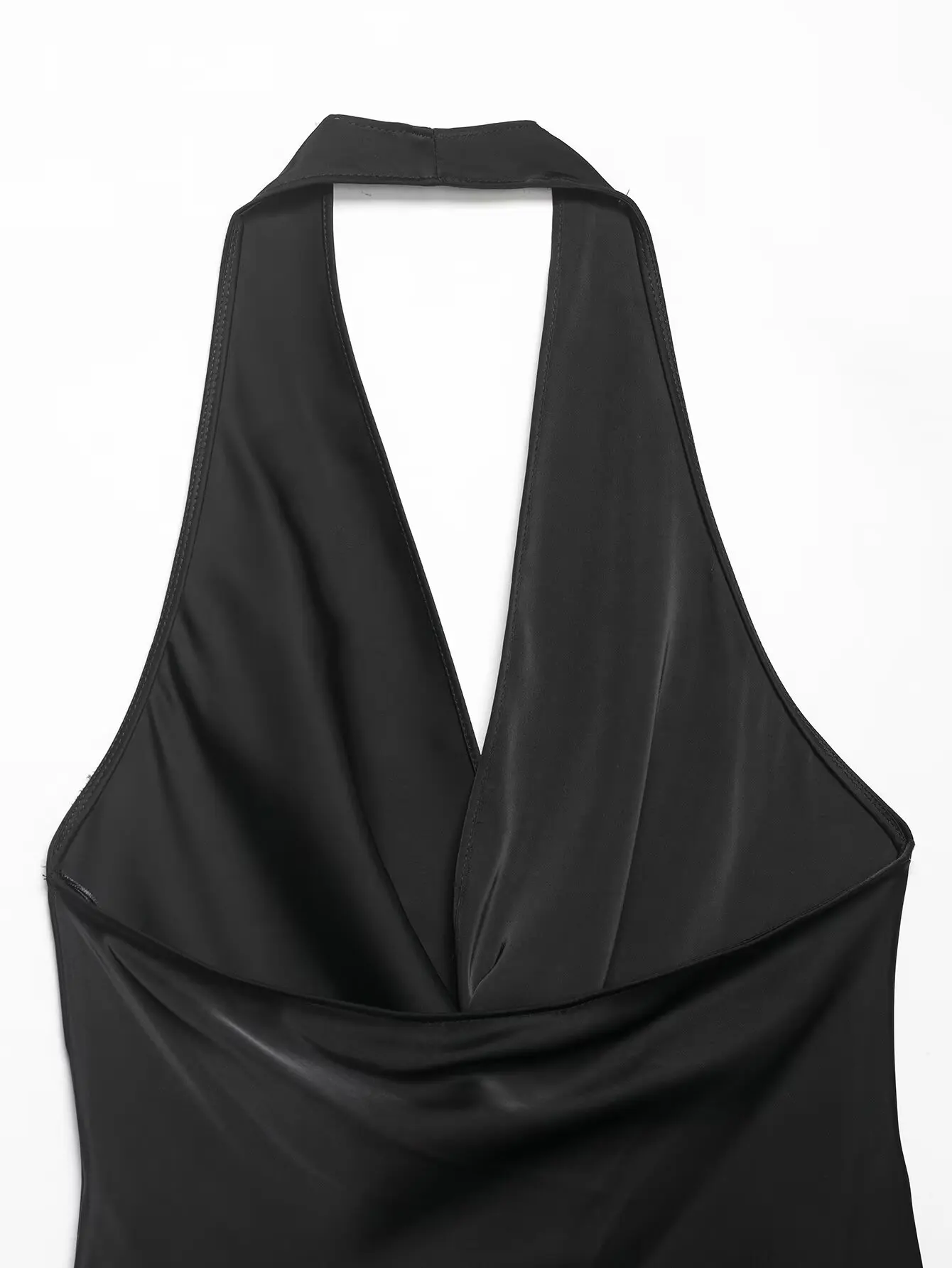 HH Damen Sommer Satin Neckholder-Top Damen Wickel-Bluse mit V-Ausschnitt und Rückenbindung Asymmetrische Bluse Niedliche Alltags- Urlaubs- und Geschäftskleidung – Detail 15