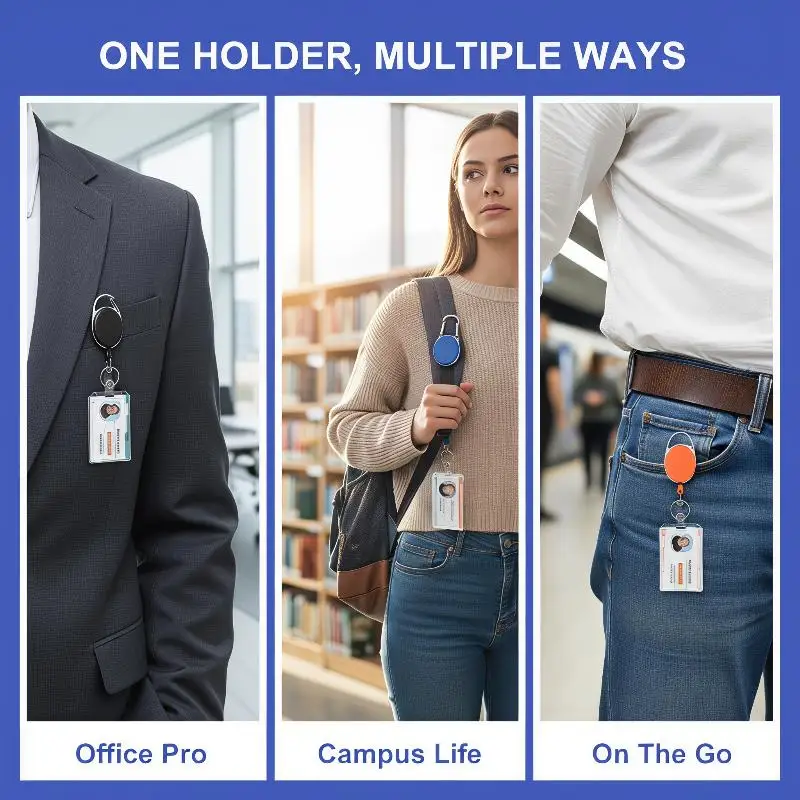 Transparent Card Slots ID Badge Holder ID Pendant Badge Reel Storage Organizer Employee Pass Work Card Case
