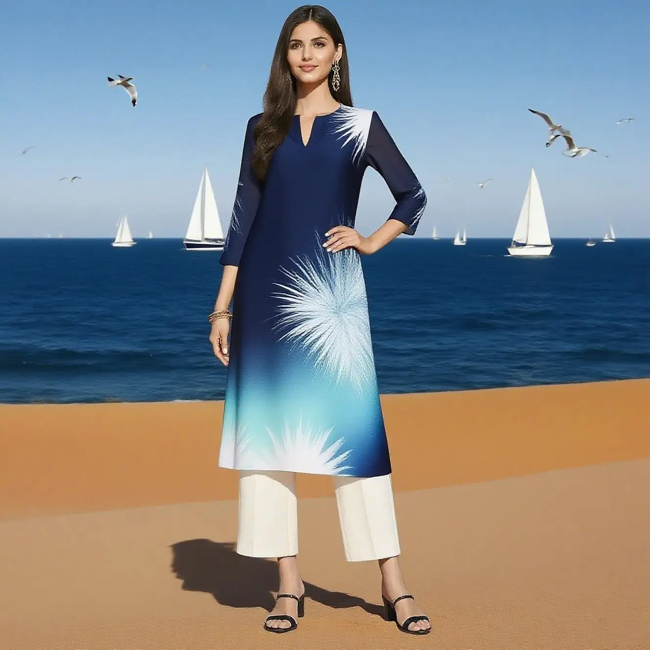 Muslimisches Kleid Kurt für Damen, modisch, gerade Röhre, lässig, nationaler Stil, Bild, mehrere nationale Stile, Robe Femmes, Musulmans