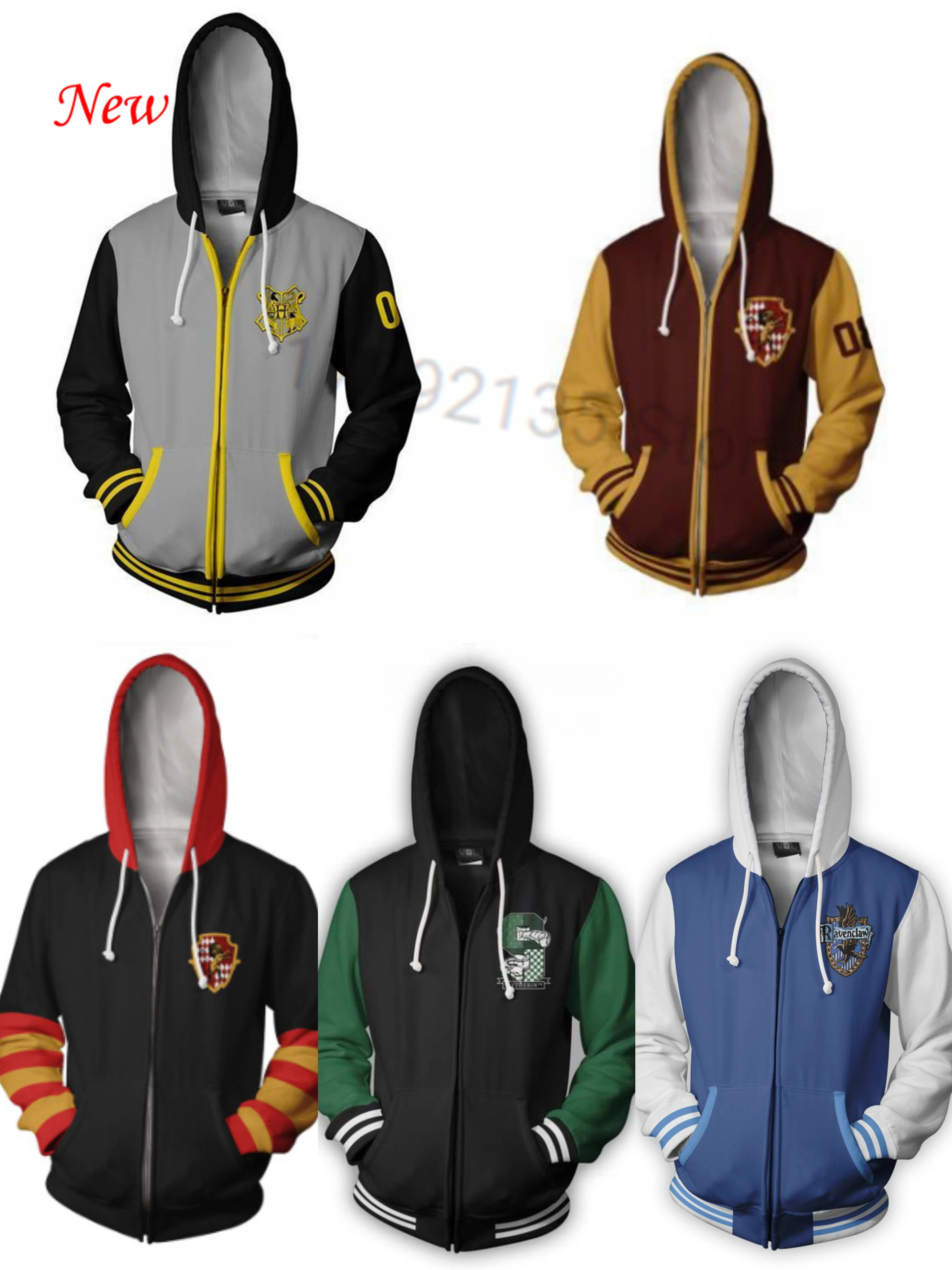 Gryffindor Hoodie Slytherin Hufflepuff Hogwarts Cosplay Costume Couple Hoodie Zipper Long Sleeve Jacket Clothing