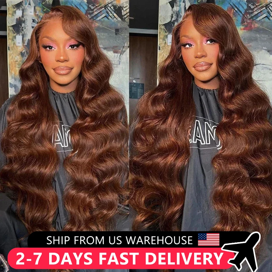 13x4 13x6 Chocolate Brown Body Wave Lace Front Wig New Glueless 180% 5x5 HD Lace Closure Wig Pre-Cut For Women Lace Frontal Wig