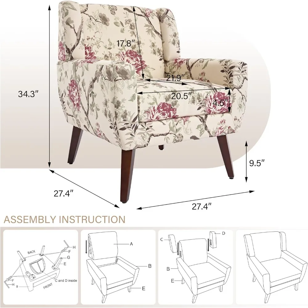 كرسي بذراعين حديث لمنتصف القرن، أريكة مفردة مريحة لغرفة المعيشة، مسند ذراع معنقدة، مقعد قراءة لغرفة النوم، مقعد جانبي