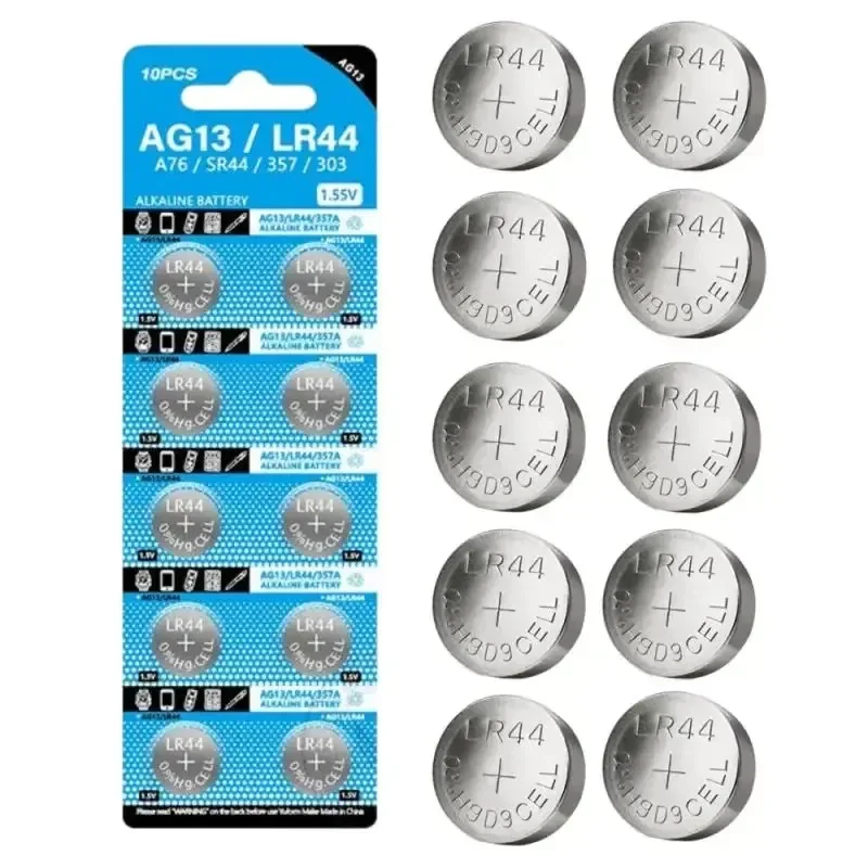 

10-100PCS AG13 LR44 A76 357A Button Cell Coin Alkaline Battery 1.55V SR44SW L1154 SP76 pila 357 303 for Watches Toys No Mercury