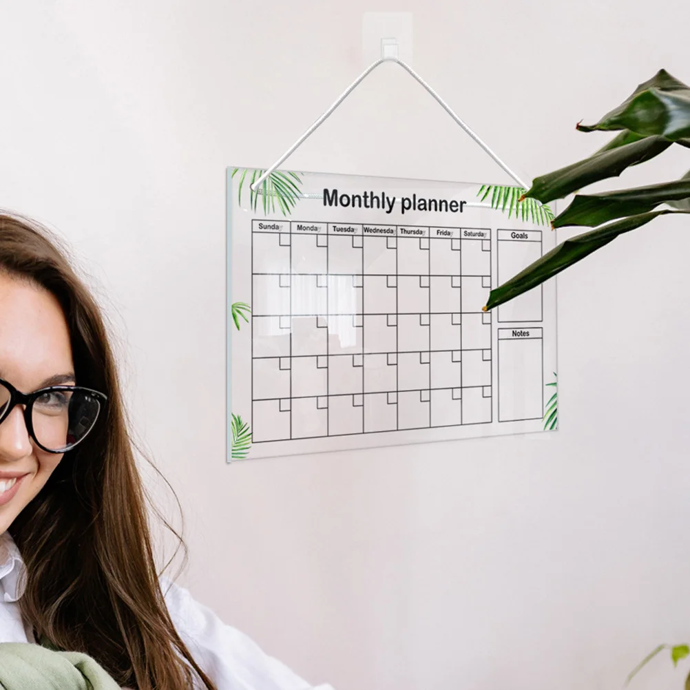 1 Juego de tablero de notas acrílico transparente para colgar en la pared, pizarra blanca grabable, tablero de mensajes práctico para cocina, oficina, escuela y hogar