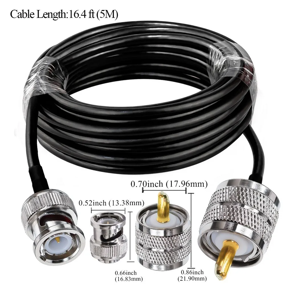 RG58 Coaxial Cable  BNC Male Plug to PL259 SO239 Male Extension Cable Low Loss to BNC Pigtail Cable 30cm-5m