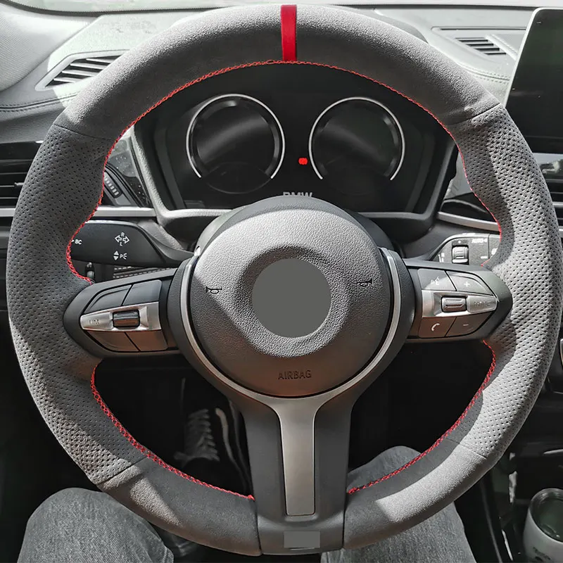 Car Steering Wheel Cover Suede Leather Trim For BMW M Sport F30 F32 F34 F20 F22 M140i M235i F10 F12 F39 F15 F16 F25 F26 M50d