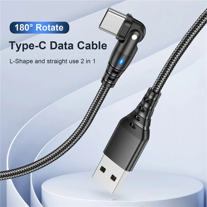 180 Rotate USB Type C Cable Fast Charging Cable For Huawei Samsung Phone Date Cord 3A USB Micro Cable For Xiaomi POCO Oneplus