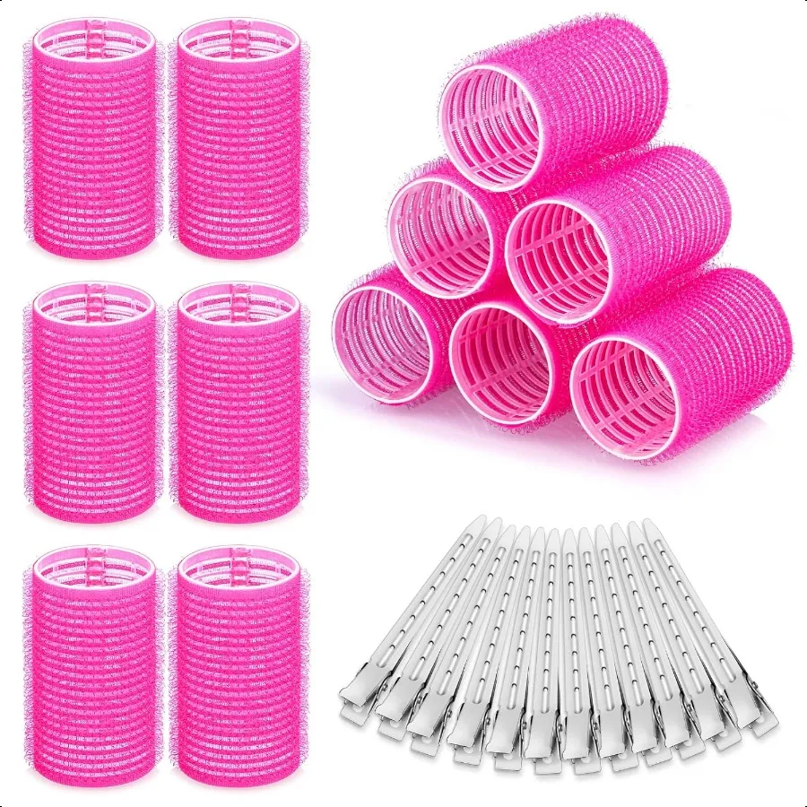 

Hair Curlers Rollers 12Pcs Hair Rollers Hair Curlers Self Grip Holding Rollers with 12 Pcs Hair Clips for Long Medium Short Thi