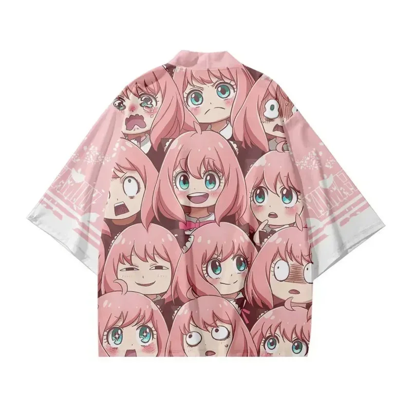 Anime SPY×FAMILY Japón kimonos Ania Haori dibujos animados Cosplay camisa abrigo mujeres hombres ropa de verano niños niñas pijamas x;3, v'6.f;9